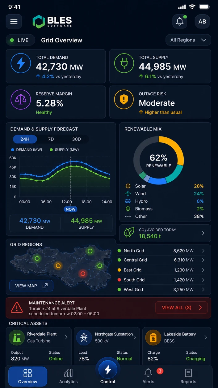 Grid Overview mobile UI concept