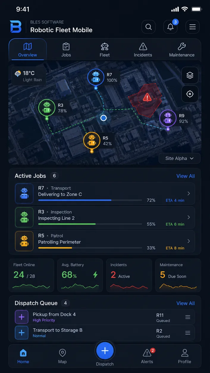 Robotic Fleet mobile UI concept