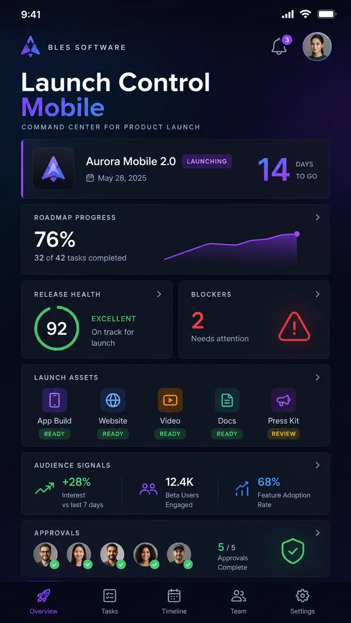 Launch Control mobile UI concept