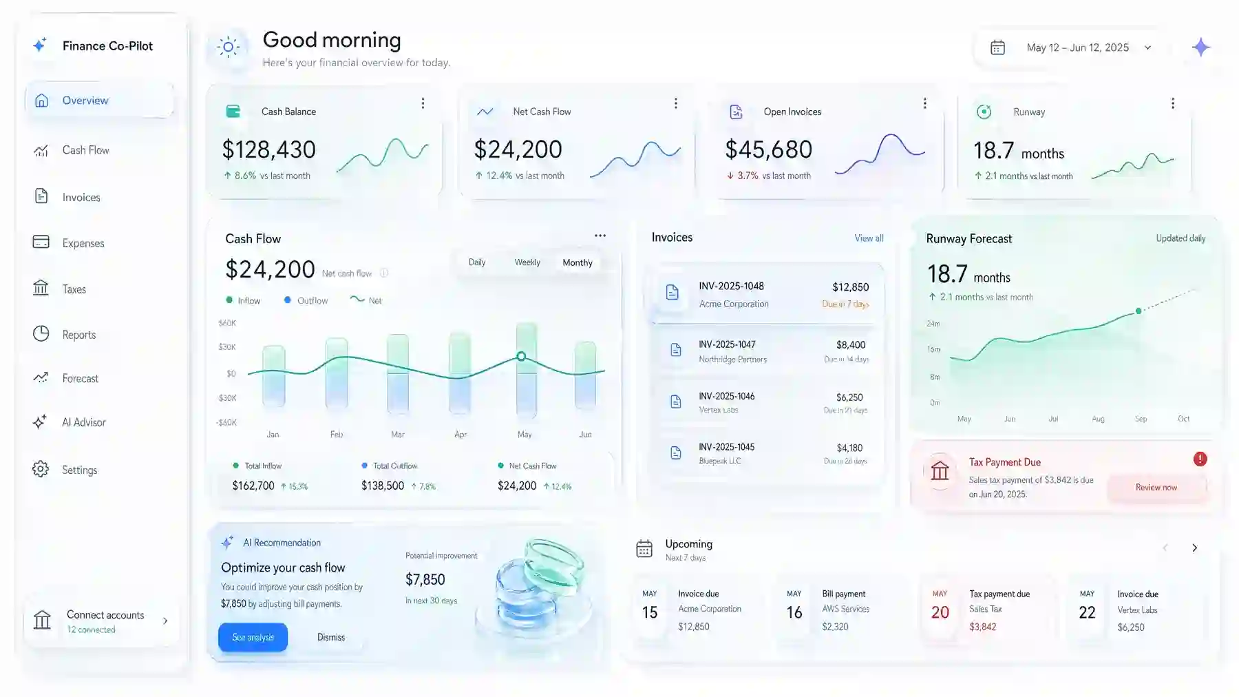 Finance Calm desktop UI concept designed by Bles Software