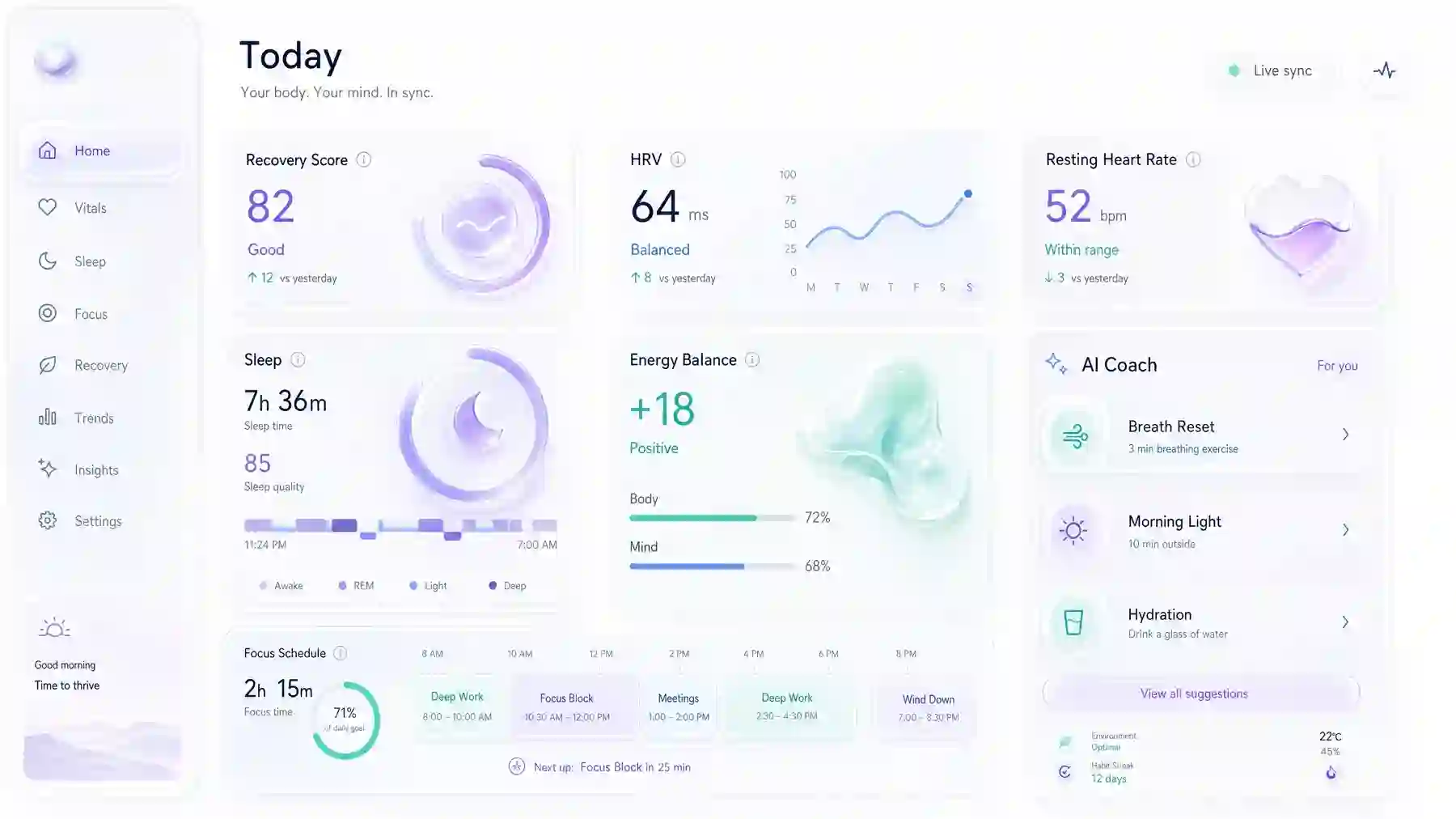 Health Focus desktop UI concept designed by Bles Software