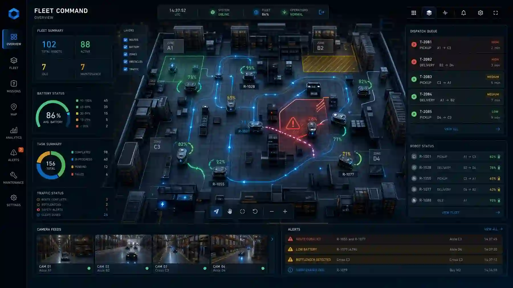 Robotic Fleet Manager desktop UI concept designed by Bles Software