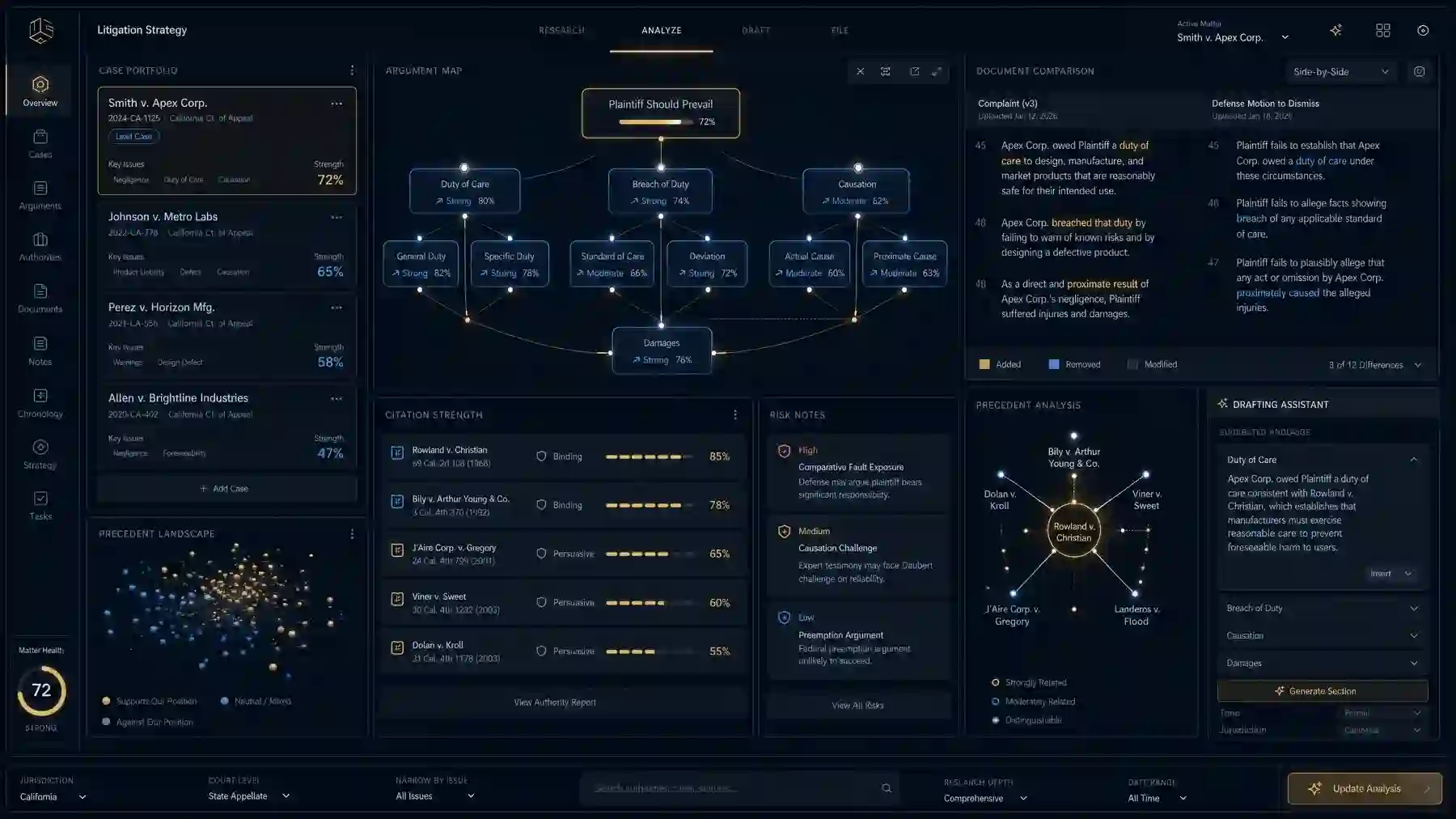 AI Legal Brief Studio desktop UI concept designed by Bles Software