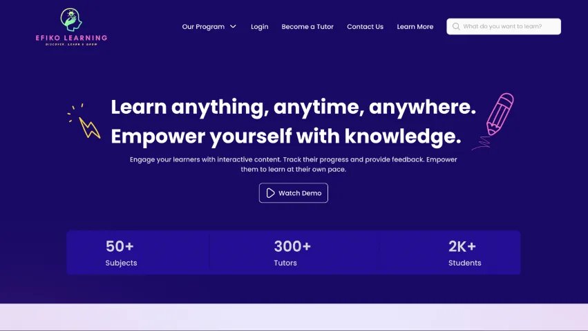 Efiko Learning: Interactive learning platform for tutors and students